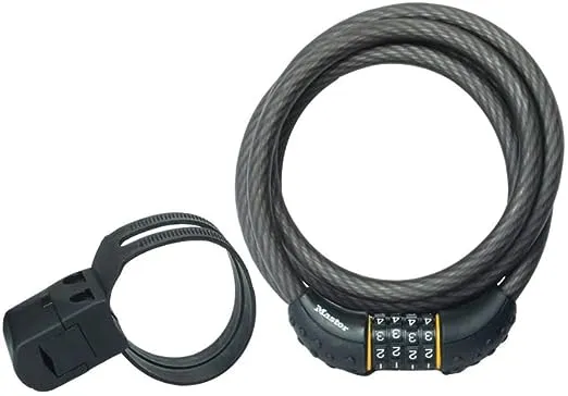 Master Lock Cable Lock, Set Your Own Combination Bike Lock, 6 ft. Long, Black, 8122D