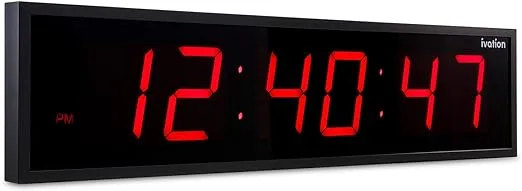 Ivation Huge Large Big Oversized Digital LED Clock - Shelf or Wall Mount (30 Inch - Red) | 6-Level Brightness, Mounting Holes & Hardware