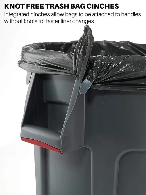 Rubbermaid Commercial Products BRUTE Heavy-Duty Round Trash/Garbage Container, 44-Gallon, Gray, for Landscapers/Construction Sites/Restaurants/Back of House/Offices/Warehouses/Commercial Environments