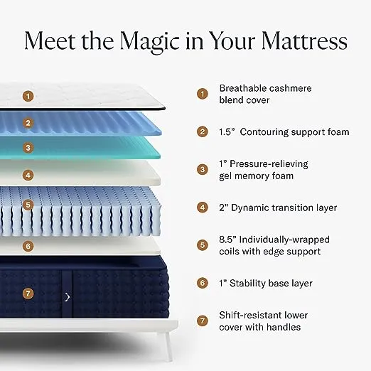 DreamCloud 14" King Mattress - Luxury Hybrid Gel Memory Foam - 365 Night Trial - 7 Premium Pressure-Relieving Layers - Forever Warranty - CertiPUR-US Certified