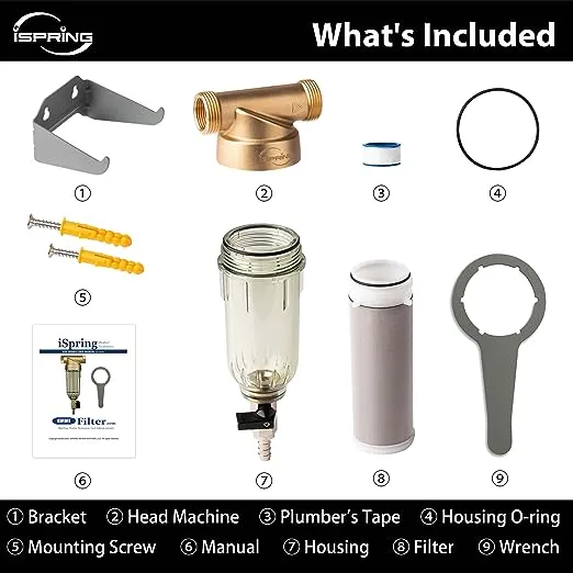 iSpring WSP-200SL Reusable Whole House Spin Down Sediment Water Filter, Siliphos Helps Prevent Scale and Corrosion, 1" MNPT + 3/4" FNPT, 200 Micron