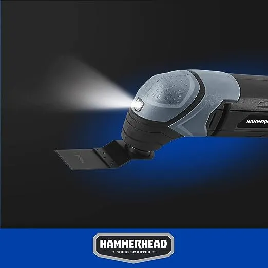 Hammerhead 2.2-Amp Oscillating Multi-Tool with 1pc Flush Cut Blade, 1pc Semicircle Saw Blade, 1pc Sanding pad, 3pcs Sanding Paper - HAMT022