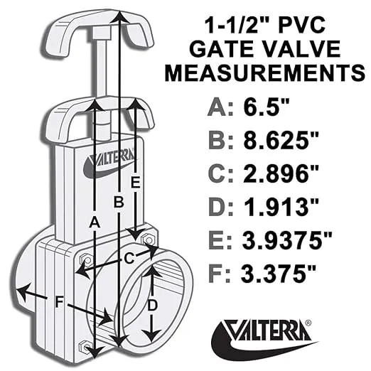Valterra 6101 PVC Gate Valve, White, 1-1/2" Slip