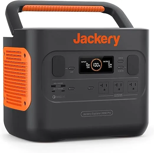Jackery Explorer 2000 PRO Portable Power Station, 2160Wh Capacity with 3x120V/2200W AC Outlets, Solar Mobile Lithium Battery Pack for Outdoor RV Camping Emergency (Renewed)
