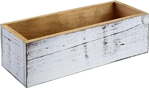 Make Market 12” Rectangular Wood Box Decorative Box for Crafts, Art Supplies, Organization - Whitewash, 1 Pack