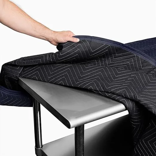 Sure-Max Moving & Packing Blanket - Pro Economy - 80" x 72" (35 lb/dz weight) - Professional Quilted Shipping Furniture Pad Navy Blue and Black - 1 Blanket