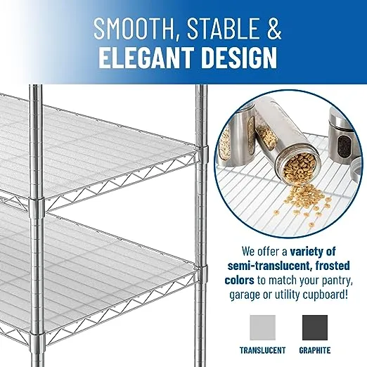 Shelf Liners for Wire Shelf System - Set of 4 in Clear 18 x 36 inch - Plastic Wire Shelving Shelf Mats