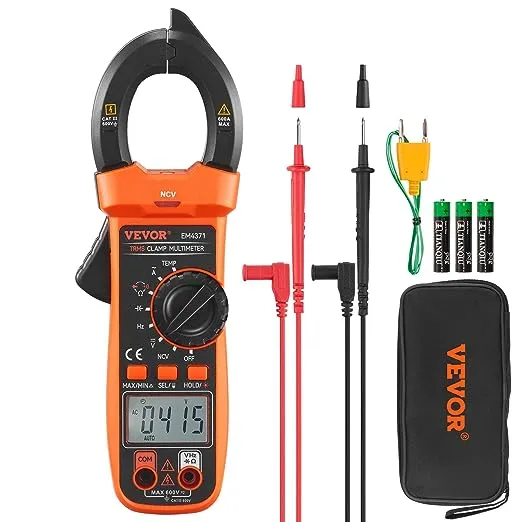 VEVOR Digital Clamp Meter T-RMS, 4000 Counts, 600A Clamp Multimeter Tester, Measures Current Voltage Resistance Diodes Continuity Data Retention, w/NCV for Home Appliance, Railway Industry Maintenance