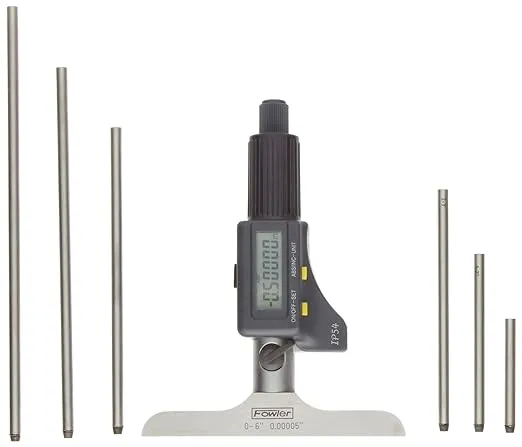 Fowler 54-225-456-0 IP54 Absolute Electronic Depth Micrometer with 0-6"/150mm Measuring Range
