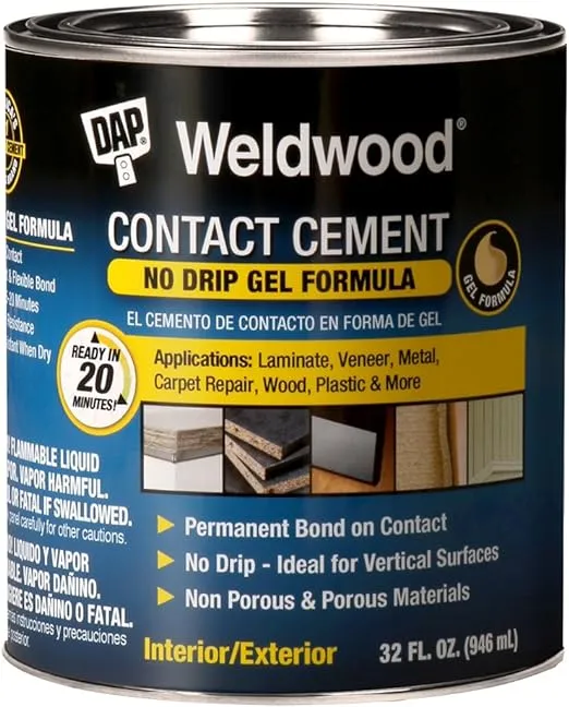DAP 7079825312 Gel Original Contact Cement Qt Raw Building Material, 32 FL OZ, TAN