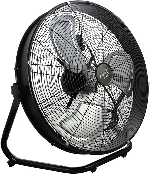 Vie Air VA-20W 20" Industrial Floor Drum Fan with 3 Speed, 360 Tilt Head, Black