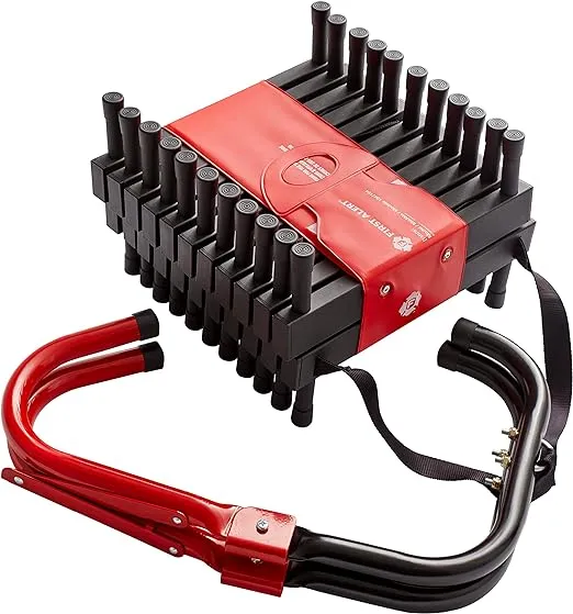 First Alert Three-Story Fire Escape Ladder, 24 Feet, Steel, Anti-Slip, Black