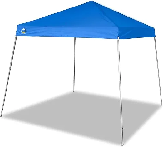 CROWN SHADES 8x8 Pop Up Canopy Tent, Slant Leg Outdoor Canopy with Carry Bag, Beach Tent, Sports Shelter(Blue)