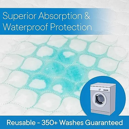 RMS Ultra Soft 4-Layer Washable and Reusable Incontinence Bed Pad - Waterproof Bed Pads, 34"X36"