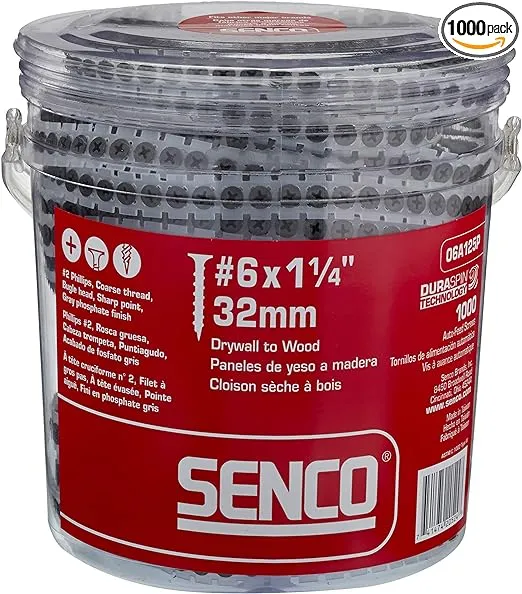 Senco 06A125P DuraSpin Number 6 by 1-1/4-Inch Drywall to Wood Collated Screw (1,000 per Box)
