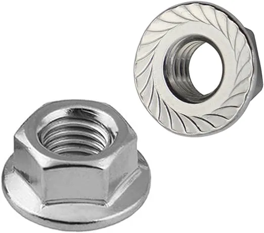 1/4-20 Serrated Flange Hex Lock Nuts, Stainless Steel 18-8 (304), Bright Finish, 25 PCS