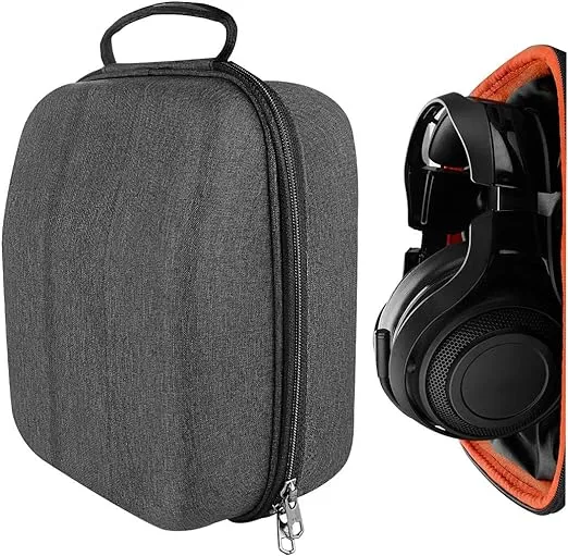 Geekria Shield Gaming Headset Case for Large Sized Over-Ear Headphones, Replacement Hard Shell Travel Carrying Bag with Cable Storage, Compatible with Razer, Sennheiser, Sony Headsets (Dark Grey)