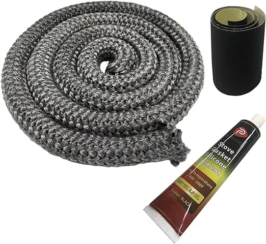 Wood Stove Gasket, 1" Wood Stove Door Gasket Kit, Gasket Rope Replacement for Stove or Fireplace Doors, Grey Color Fiberglass Gasket
