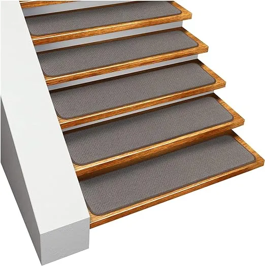 House, Home and More Set of 15 Skid-Resistant Carpet Stair Treads - Gray - 9 Inches X 36 Inches