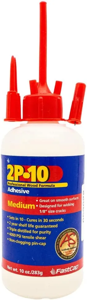 FastCap 2P-10 Medium Adhesive for Smooth Surfaces - All Purpose Application - 4000 PSI Tensile & Sheer - 10 oz. - 80113