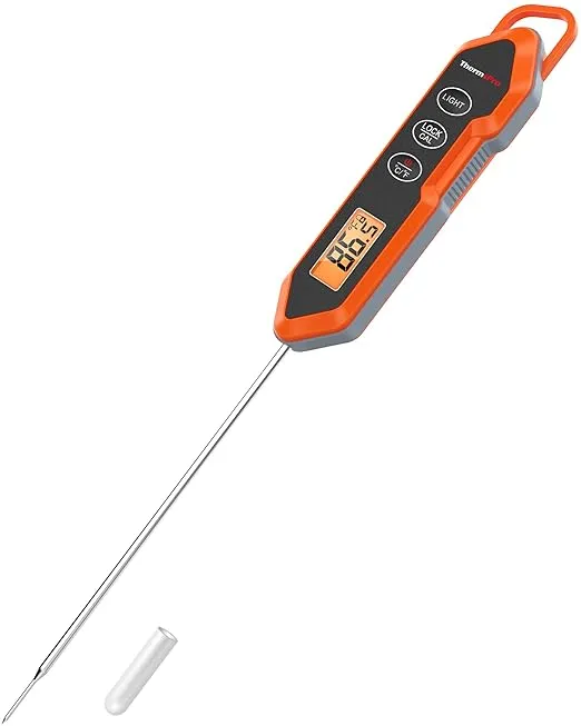 ThermoPro TP15H Waterproof Instant Read Food Thermometer for Cooking, Digital Meat Thermometer Probe with Backlight & Calibration, Cooking Thermometer for Meat Liquids Candy BBQ Oven Turkey