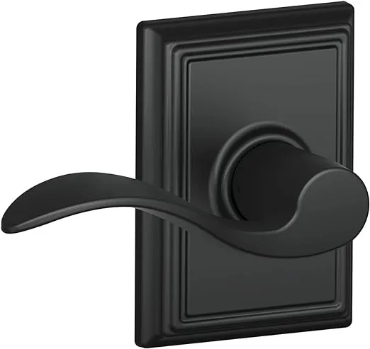 Schlage F10 ACC 622 ADD Accent Door Lever with Addison Trim, Hall & Closet Passage Lock, Matte Black