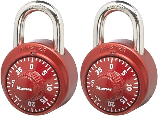 Master Lock 1530T Locker Lock Combination Padlock, 2 Count (Pack of 1), Colors May Vary