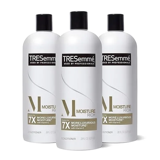 TRESemmé Conditioner Moisture Rich 3 Count for Dry Hair Professional Quality Salon-Healthy Look and Shine Moisture Rich Formulated with Vitamin E and Biotin 28 oz