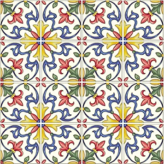 In Home NH2365 Tuscan Tile Peel & Stick Backsplash Tiles, Standard, Multicolor