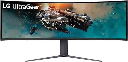 LG 49" UltraGear DQHD (5120x1440) Curved Gaming Monitor, 240Hz, 1ms, VESA DisplayHDR 1000, HDMI 2.1, DisplayPort, 4-Pole HP Out DTS HP:X, AMD FreeSync Premium Pro, Tilt/Swivel/Height Stand, Black