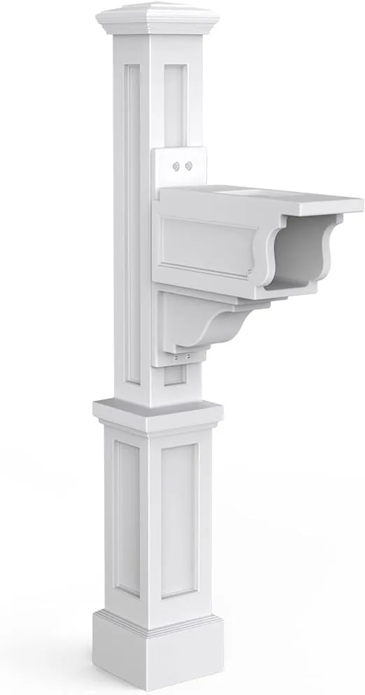 Mayne Dover Single Arm Mail Post - White - 25.5in x 8in x 56.5in - Standard Post, Arm & Hardware Kit Included (5810-W)