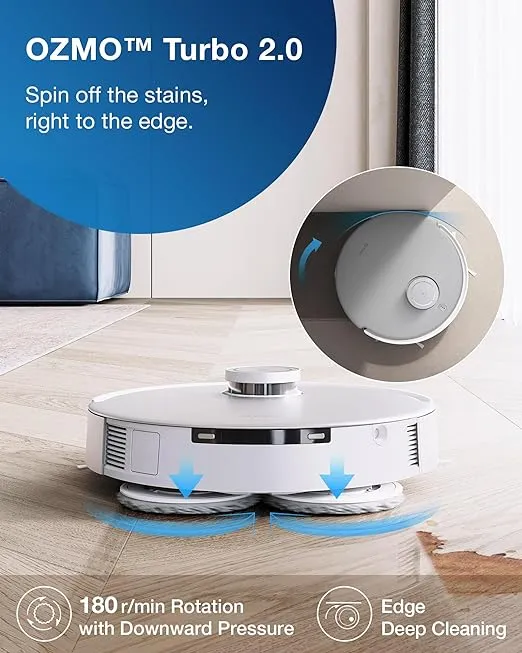 ECOVACS DEEBOT T20 Omni Robot Vacuum and Mop,Hot Water Mop Washing,Auto Hot Air-Drying,9mm AutoMop Lifting,Dual Spinning Mops,Self-Emptying,6000Pa Suction,Obstacle Avoidance,YIKO Voice Assistant,White