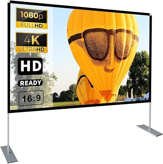 Projector Screen with Stand 100 inch 16:9 HD 4K Outdoor Projector Screen for Home Theater 3D Fast-Folding Portable Projection Screen Indoor Legs and Carry Bag Projector Movie Screen Wrinkle-Free