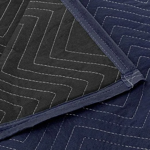 Sure-Max 12 Moving & Packing Blankets - Pro Economy - 80" x 72" (35 lb/dz weight) - Quilted Shipping Furniture Pads Navy Blue and Black