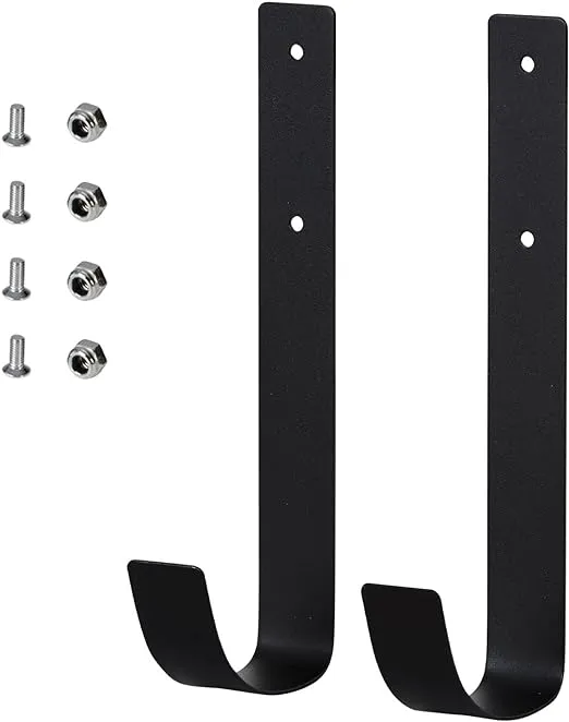 Newspaper Hook Kit for Wall Mount Mailbox - 2 Heavy Duty Steel Hooks - Weatherproof – Matte Finish - Parcel Mail Box Letter PRO-DF – Storage Hanging Organizer – Hardware Included (Black)