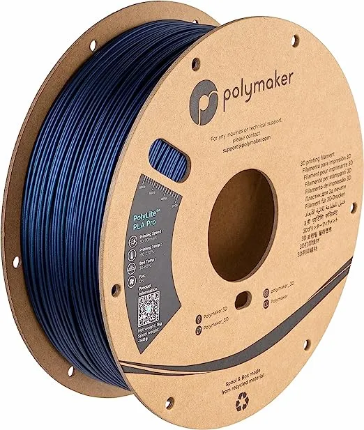 Polymaker PLA PRO Filament 1.75mm Metallic Blue, Powerful PLA Filament 1.75mm 3D Printer Filament 1kg - PolyLite 1.75 PLA Filament PRO Tough & High Rigidity 3D Printing PLA Filament Metallic Blue