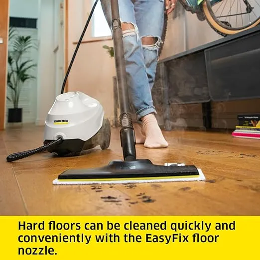 Kärcher SC3 Steam Cleaner with Attachments, Multi Purpose Power Steamer – Chemical-Free, 40 Sec Heat-Up, Continuous Steam - for Grout, Tile, Hard Floors, Appliances & More - White