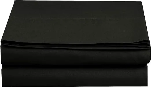 Elegant Comfort Premium Hotel Quality 1-Piece Flat Sheet, Luxury and Softest 1500 Premium Hotel Quality Microfiber Bedding Flat Sheet, Wrinkle-Free, Stain-Resistant, King, Black