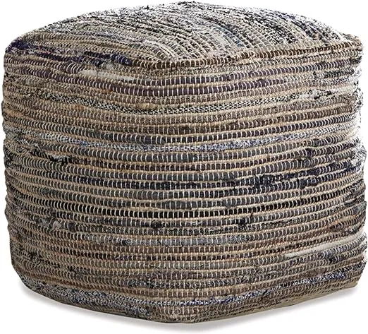 Signature Design by Ashley Absalom Hemp Pouf, 16 x 16 Inches, Multicolored