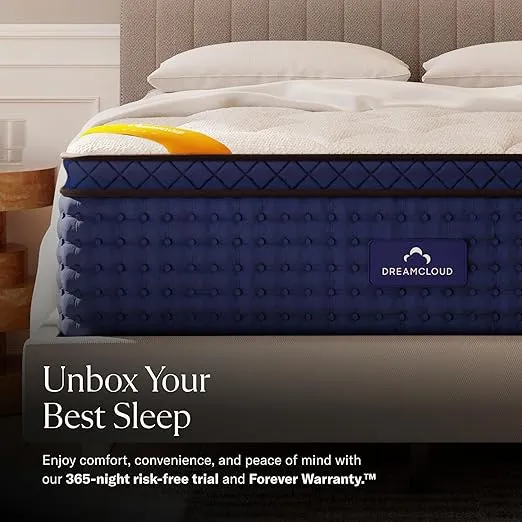 DreamCloud Premier Rest 16" Twin Mattress - Luxury Hybrid Memory Foam - 365 Night Trial - 8 Premium Pressure-Relieving Layers - Forever Warranty - CertiPUR-US Certified