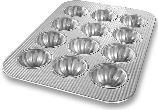 USA Pan Bakeware Mini Fluted Cupcake Pan, 12 Well, Nonstick & Quick Release Coating, Made in the USA from Aluminized Steel