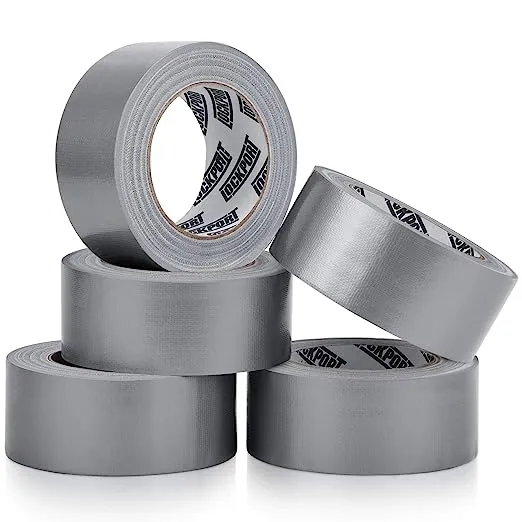 Lockport 5-Pack Duct Tape, 90ft x 2in, Heavy Duty Silver, Flexible, No Residue, Tear by Hand - Bulk Value for Repairs