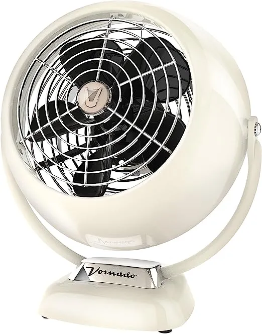 Vornado VFAN Jr. Vintage Fan | Small Metal Retro Air Circulator for Cooling & Décor | 2 Speeds, Adjustable Tilt | Vintage White