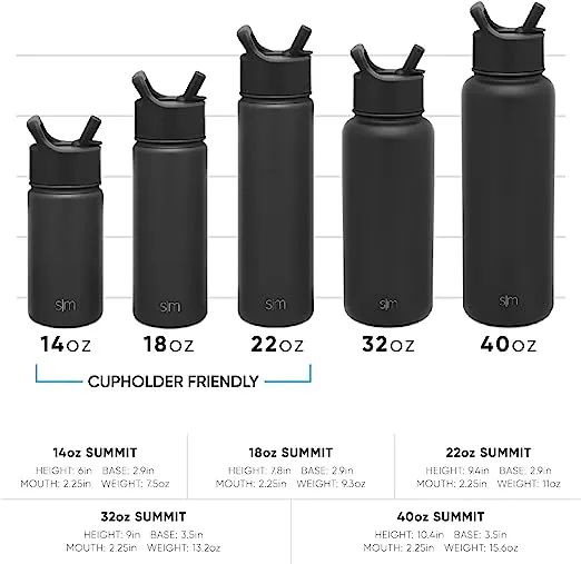 Simple Modern Water Bottle with Straw and Chug Lid Vacuum Insulated Stainless Steel Metal Thermos Bottles | Reusable Leak Proof BPA-Free Flask for Gym, Sports| Summit Collection | 32oz, Moonlight