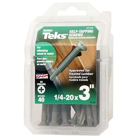 Teks 1/4 in. x 3 in. Phillips Flat Head Drill PT Wood-to-Metal Screws 40CT
