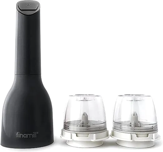 FinaMill's Award-Winning Battery Operated Salt and Pepper Grinder Set - Adjustable Coarseness, Ceramic Grinding Elements, LED Light, Perfect for Home Cooking & Gifting - 2 Quick-Change ProPlus Pods