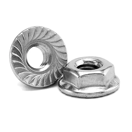 1/4-20 Serrated Flange Hex Lock Nuts 100Pcs 304 Stainless Steel 18-8, Full Thread, Hex Drive, Bright Finish by SG TZH