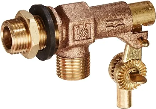 Mueller Industries 109-813 Tank Float Valve, 1/2 Inlet X Male Outlet, 0.5 Inch, Bronze
