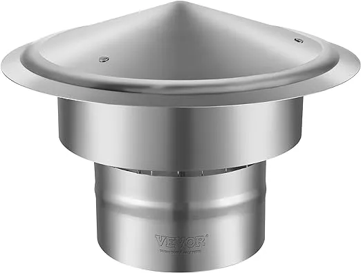 VEVOR Chimney Cap 6 inch All Weather & Reinforced Screws & Easy Installation, for Perfect Insulation Vent Cover Outside, Silver