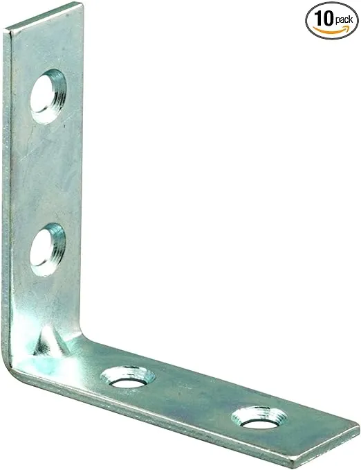 Prime-Line MP9221 Angle Corner, 2 In., Steel Construction, Zinc Plated, 4 Hole Bracket (10 Pack)
